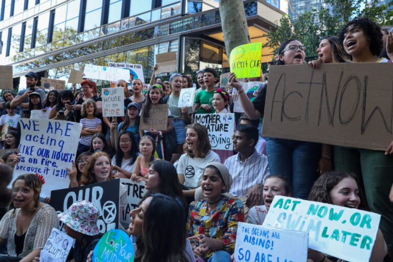 Swedish activist Greta Thunberg participates in a youth climate change protest in front of the United Nations Headquarters in Manhattan