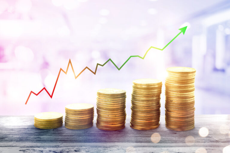 money coin stack growing business.chart finance and Investment concept