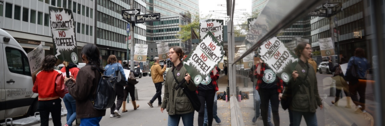 October picket line in NYC Starbucks photo JBrown
